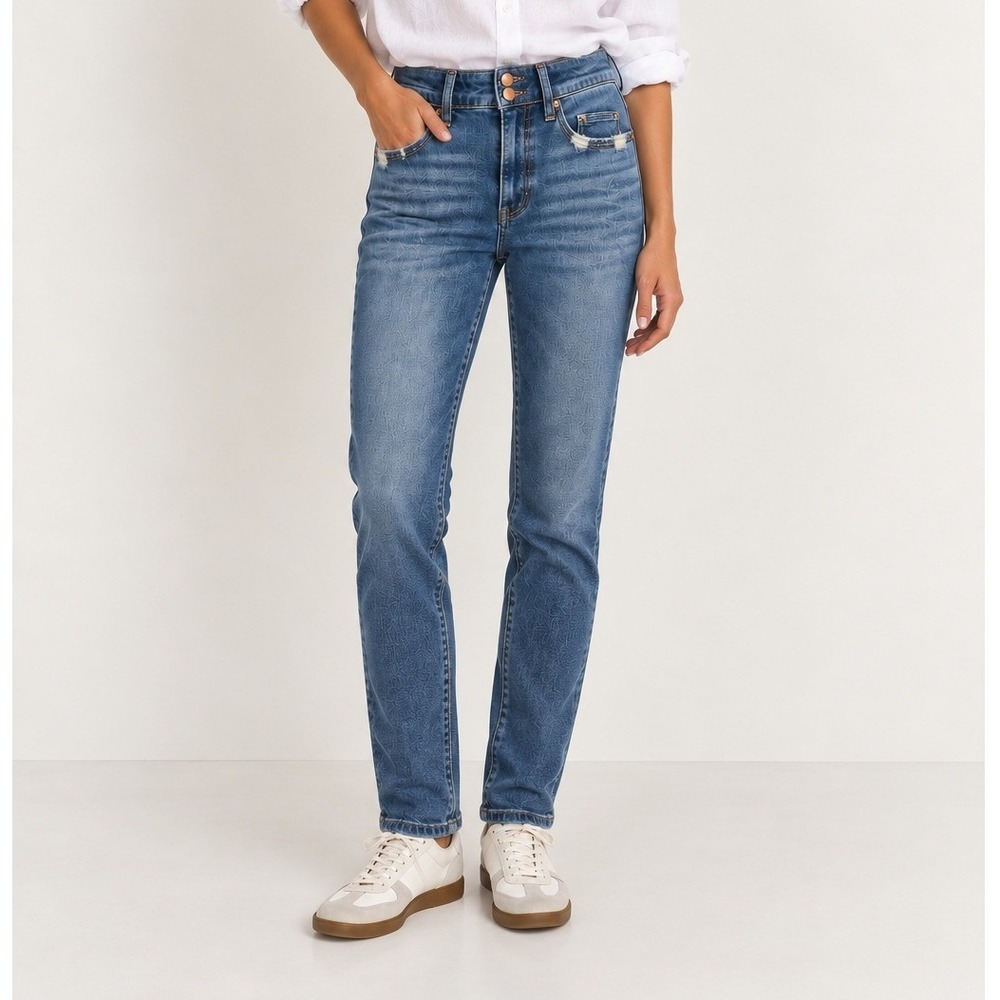 BKE Parker Straight Jeans Womens 29x34 Blue High Rise Distressed Denim Universal